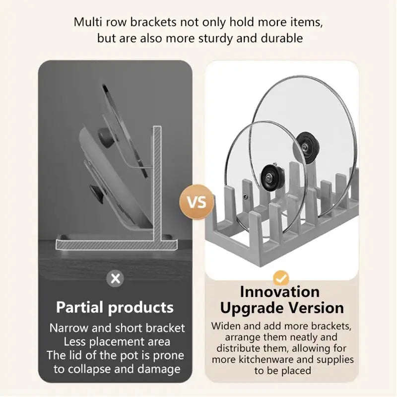 6 Grid Kitchen Organizer Rack Space-Saving Drying Storage Tray For Pots Pans Lids & Cutting Boards- Durable Countertop Organizer Oasis Select