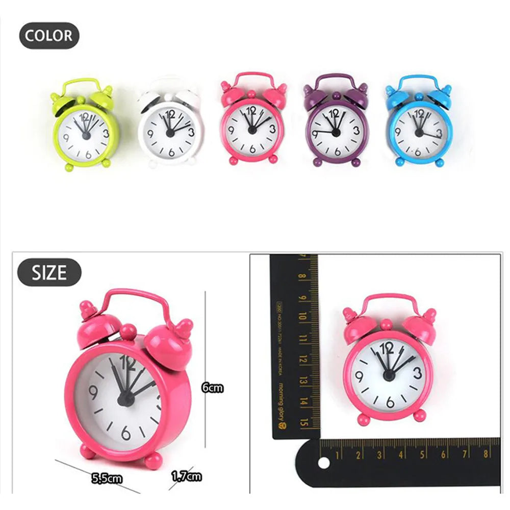 Retro Mini Double Bell Alarm Clock – Metal Quartz Desk Clock Retro Alarm Clock Oasis Select
