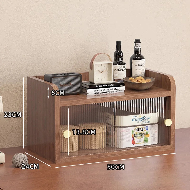 Multi-functional Cup holder storage Shelf dust-proof water cup tea cup coffee cup side cabinet storage Oasis Select Walnut 2B