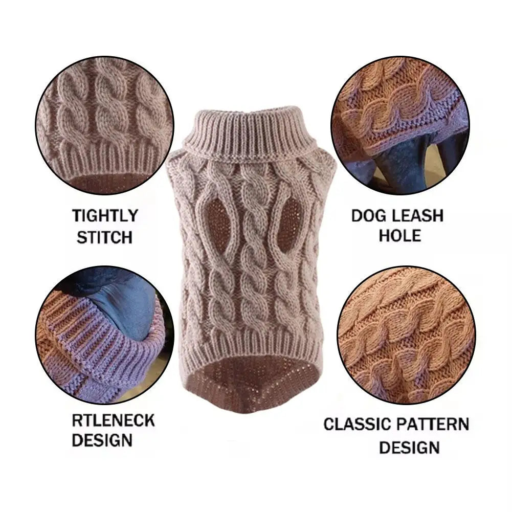 Knitted Dog Sweater – Warm Coat for Small Dogs & Puppies Dog Knit Sweater Oasis Select