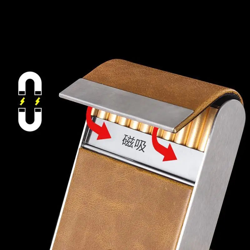 6.5mm medium cigarette case Special self rolling magnetic buckle leather portable cigarette case for medium and fine cigarettes Oasis Select