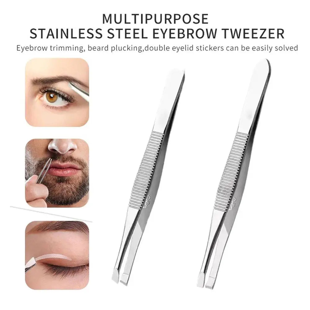 Stainless Steel Convenient Small Tool Eyebrow Pliers Eyebrow Tweezers Professional Eyebrow Hair Removal Tweezer Flat Tip Tools Oasis Select