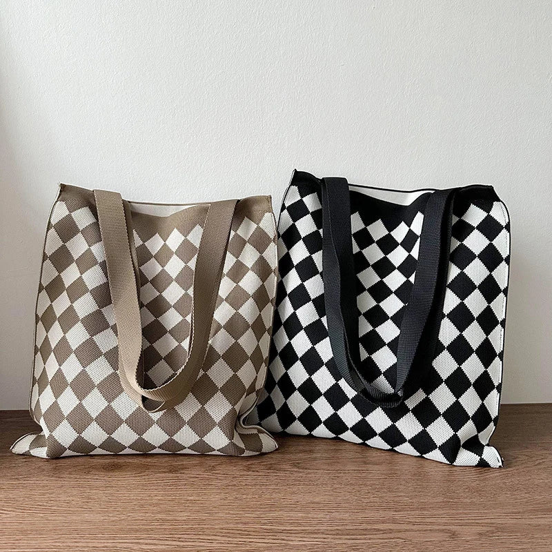 Knitted Shoulder Bag Cartoon Cute Casual Shopping Bag Large Capacity Women's Bag Oasis Select