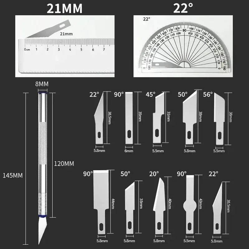 Manual Precision Carving Knife Set Non-slip Pen Style Cutter Practical Gadget for DIY Art Seal and Paper Cutting Oasis Select