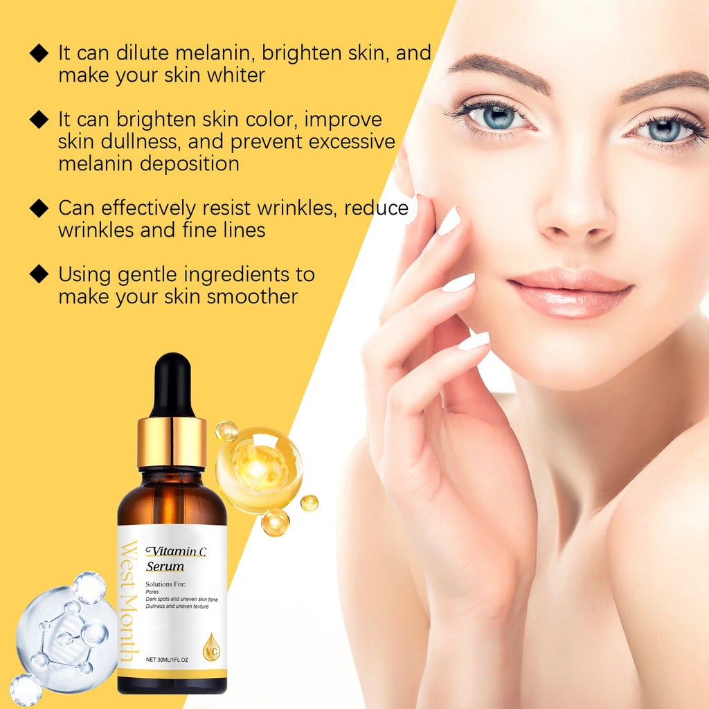 Vitamin C Facial Serum Acne Mark Reduce Fine Lines Brightening Even Skin Tone Moisturizing Essence Firming Nourishing Skin Care Oasis Select