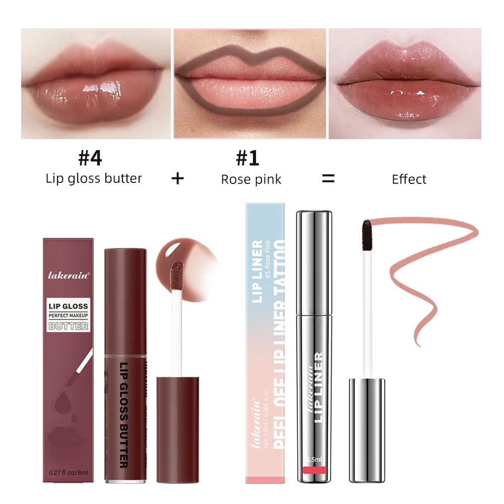 Highly Pigmented Lip Liner And Butter Non-stick Cup Lip Gloss Tattoo Matte Lip Liner Lasting Lip Stain Waterproof Lip Gloss Oasis Select set A