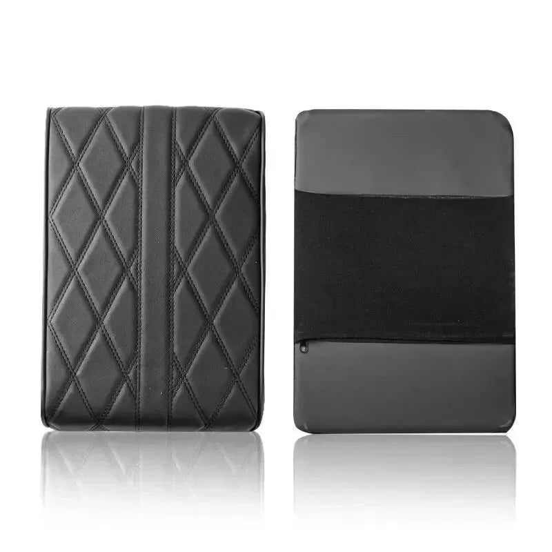 Wave Embroidery PU Leather Car Armrest Mat, Center Console Armrest Protection Cushion with Storage, Universal Auto Armrest PadWa Oasis Select