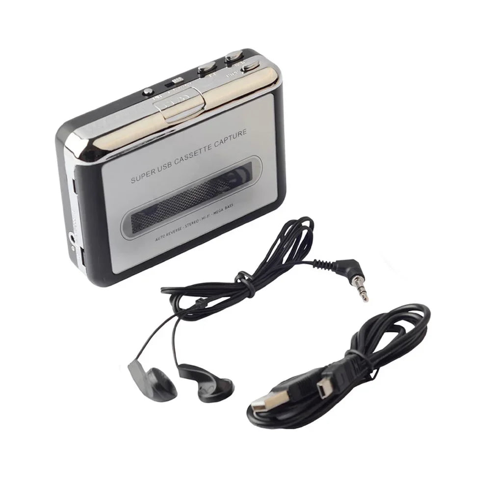 Portable USB Cassette Capture Radio Player USB Cassette Tape to MP3 Converter Capture Audio Music Player Tape Cassette Recorder Oasis Select