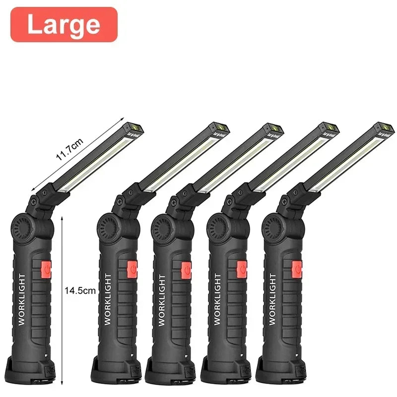 Led Work Light Magnetic Base Hook Rechargeable 360°Rotating Portable Handheld Flashlight For Working Repairing Outdoor Camping Oasis Select 5PCS large