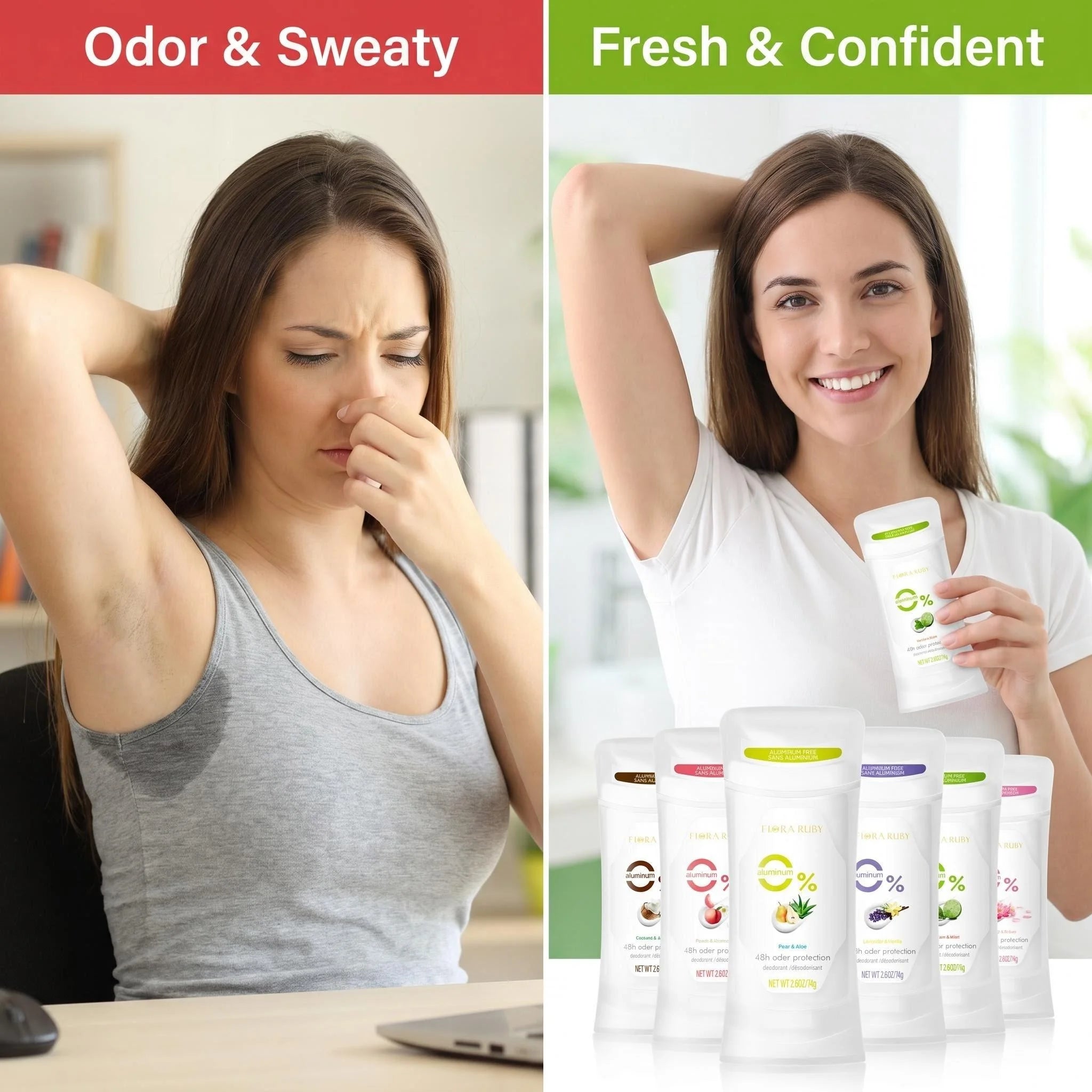 Flora Ruby deodorant stick, long lasting fragrance, keep fresh all day,Eliminate Odor Underarm,Suitable for Daily,Exercise Oasis Select