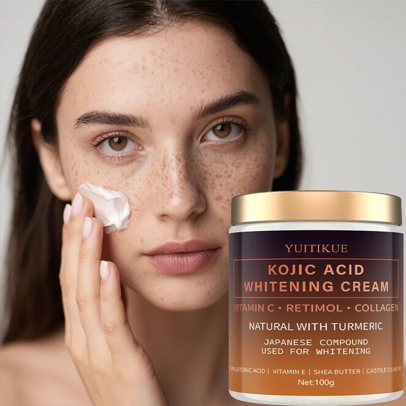 Kojic Acid Whitening Cream 100g - For Face, Armpits, Knees & Body, with Vitamin C & Turmeric, Evens Skin Tone & Brightens Oasis Select