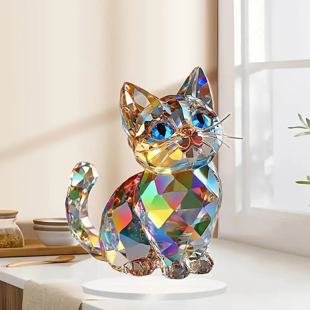 2D Acrylic Cat Statue – Colorful Miniature Desktop Decoration