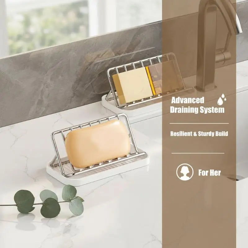 Stainless Steel Soap Rack Kitchen Bathroom Sink Shelf W Drainage Tray Rust-resistant Saver Basket For Kitchen Bathroom Accessory Oasis Select