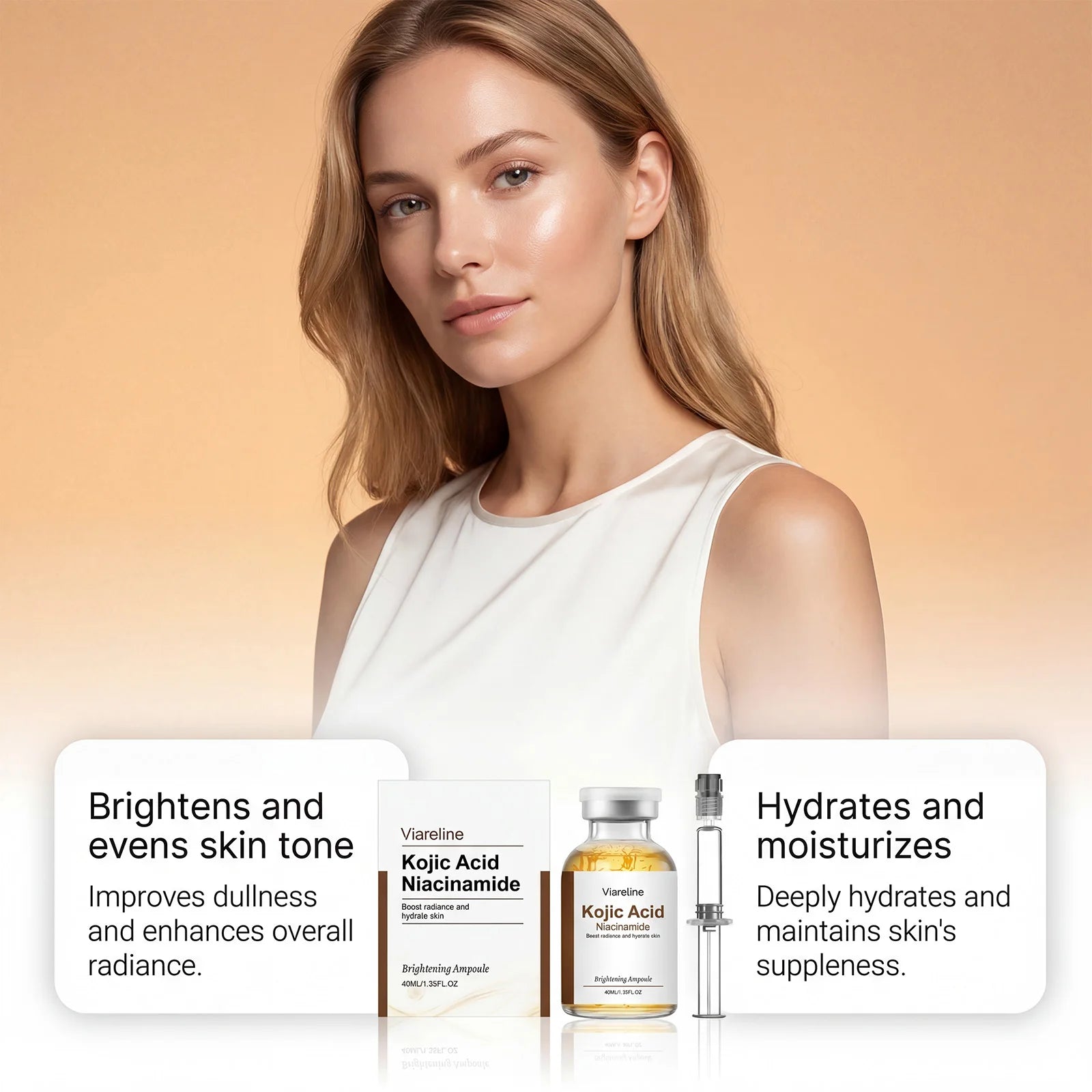 Niacinamide Brightening Ampoule Serum Face Hydrating Even Tone Nourishing Brightening Essence Kojic Acid Dark Spot Corrector Oasis Select