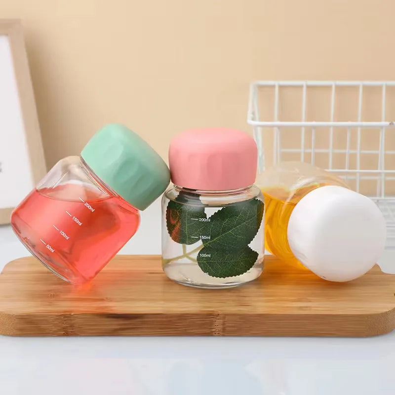 300ML Small Glass Water Bottles with Lid Portable Cute Mini Cylindrical Solid Color Leak Proof Water Cup Student Drinking Bottle Oasis Select