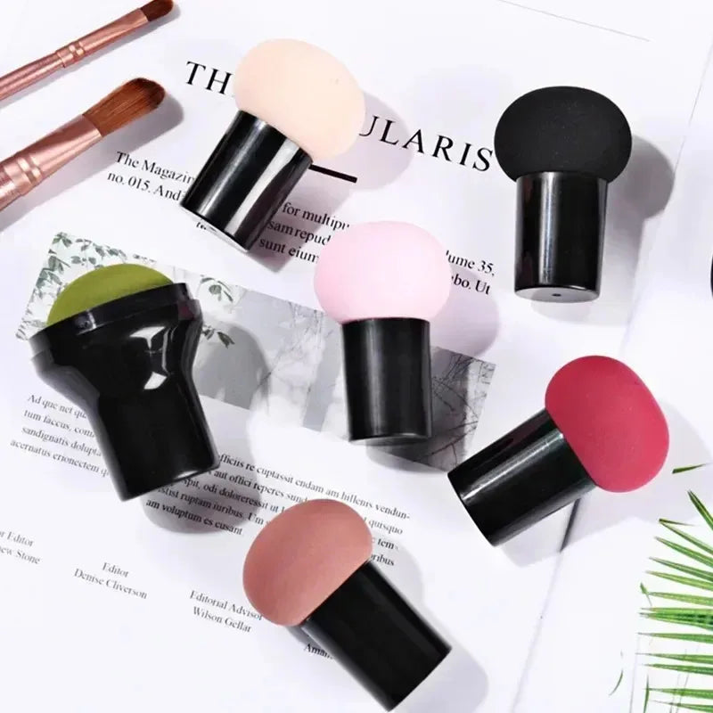 1/2pcs Color Mushroom Head Cosmetic Puff With Protective Cap Loose Powder Foundation Puff Air Cushion Sponge Makeup Egg Makeup Oasis Select