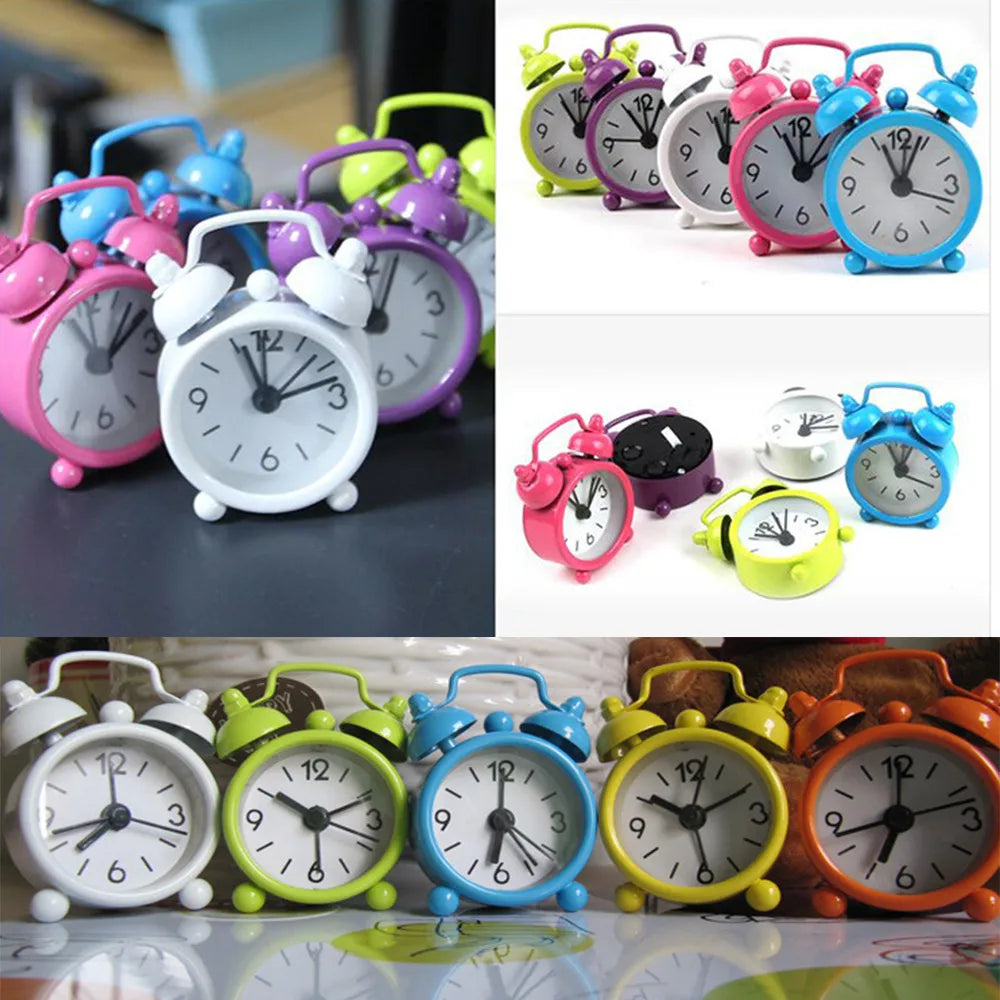 Retro Mini Double Bell Alarm Clock – Metal Quartz Desk Clock Retro Alarm Clock Oasis Select