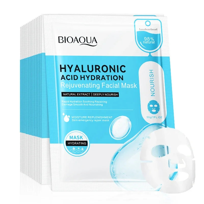 10pcs BIOAQUA Hyaluronic Acid Face Mask skincare Moisturizing Anti Acne Anti-wrinkle Facial Masks Face Sheet Mask Skin Care Oasis Select