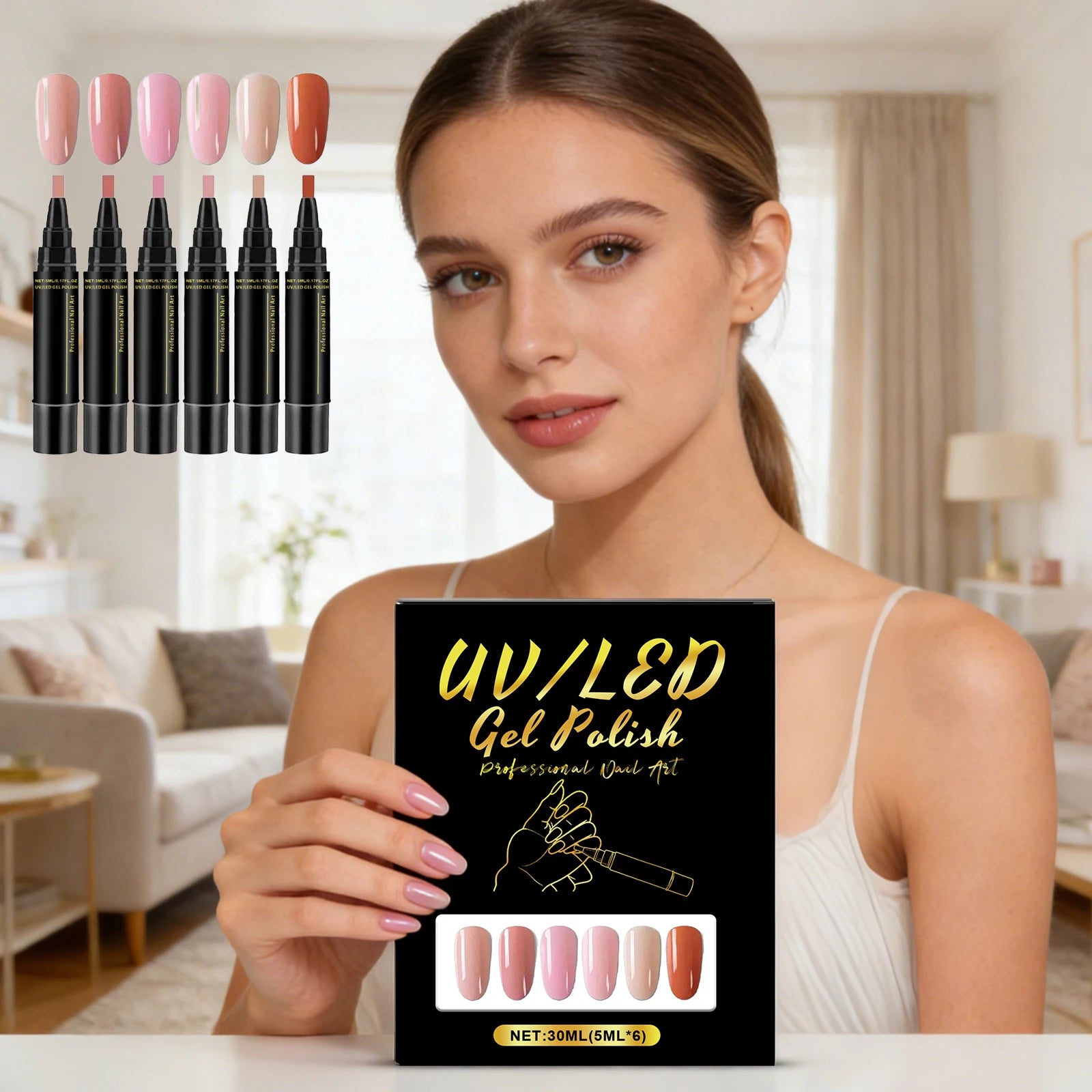 6 Color DIY Nail Art Pens High Pigment Quick Dry Free Draw Design Decorate Nails Safe Gentle Waterproof Nails Art Oil Pens Kit Oasis Select