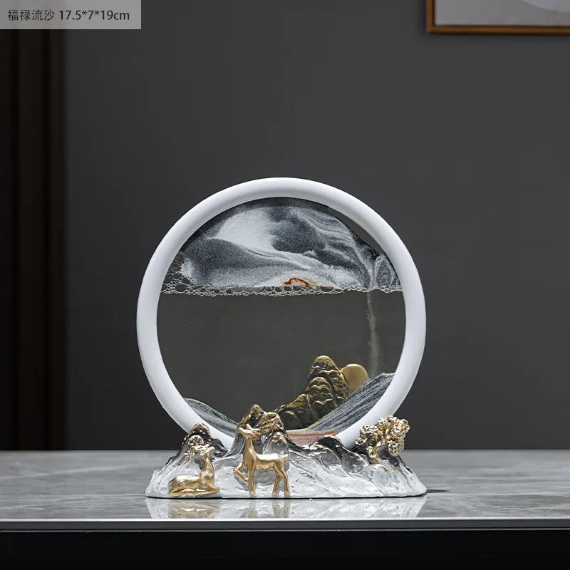 Quicksand Painting Creative Hourglass New Chinese Light Luxury Decoration TV Cabinet Living Room Wine Cabinet Decoration Oasis Select A