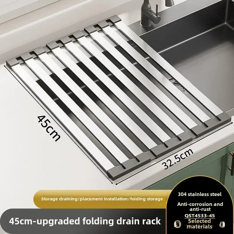 Foldable Over-Sink Dish Drying Rack – 304 Stainless Steel Sink Drying Rack Oasis Select 45x32.5cm 1-tier