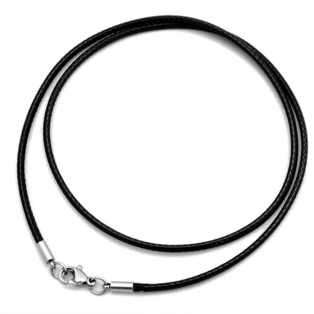 1/1.5/2/3mm Waterproof Braided Leather Chain Cord Rope Necklace with Stainless Steel Clasp for DIY Pendant Jewelry Making Men Oasis Select