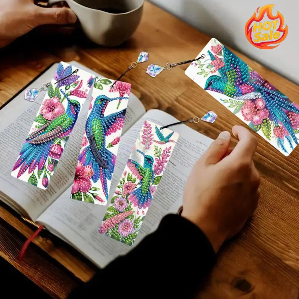 4Pcs DIY Diamond Painting Bookmark with Pendants Diamond Painting Art Bookmarks for Beginners Ideal Choice for Home Office Use Oasis Select