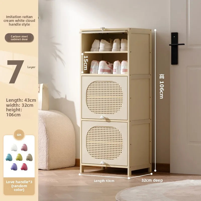 Multi-layer locker at the entrance of the home, large-capacity storage cabinet, dust-proof shoe rack, small narrow bamboo. Oasis Select 7-43