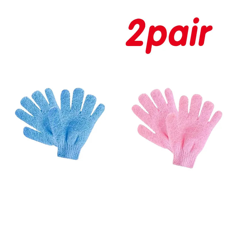 1 2pair Five Fingers Bath Gloves Household Shower Scrub Body Wash