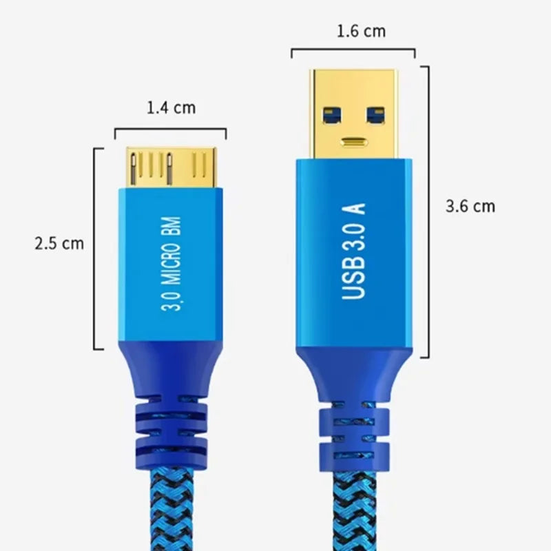 1m 3m USB 3.0 Micro B Cable 5Gbps Data Cable 3A Fast Charging External HDD Cable USB Cord for Samsung Hard Disk SSD Sata Cable Oasis Select