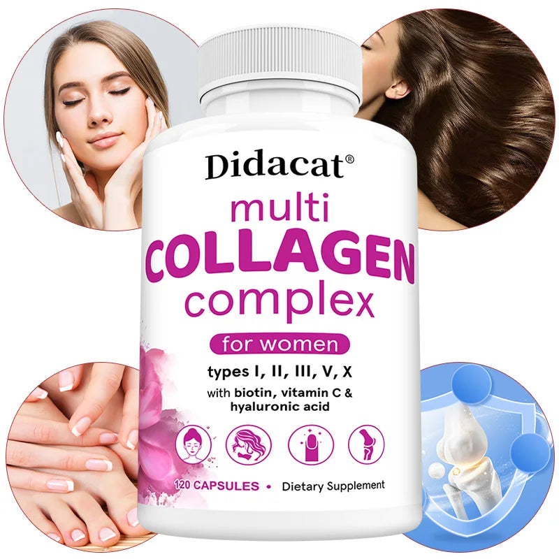 Multi-Collagen Complex Capsules – Types I II III V X + Hyaluronic Acid