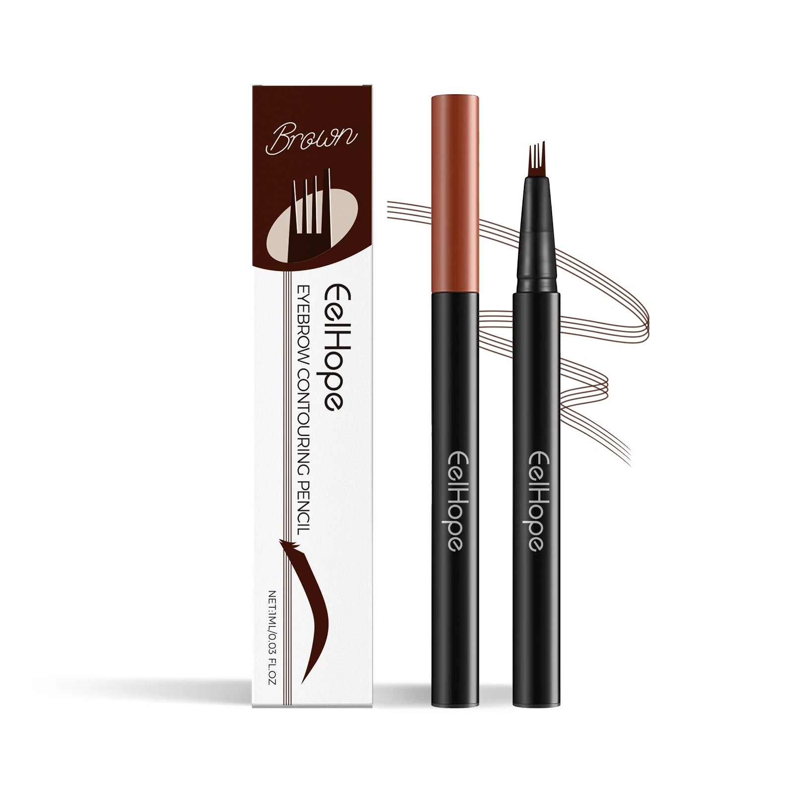 Eelhope 4-Pronged Eyebrow Pencil – Waterproof Micro Tip 3D Eyebrow Pencil Oasis Select Brown
