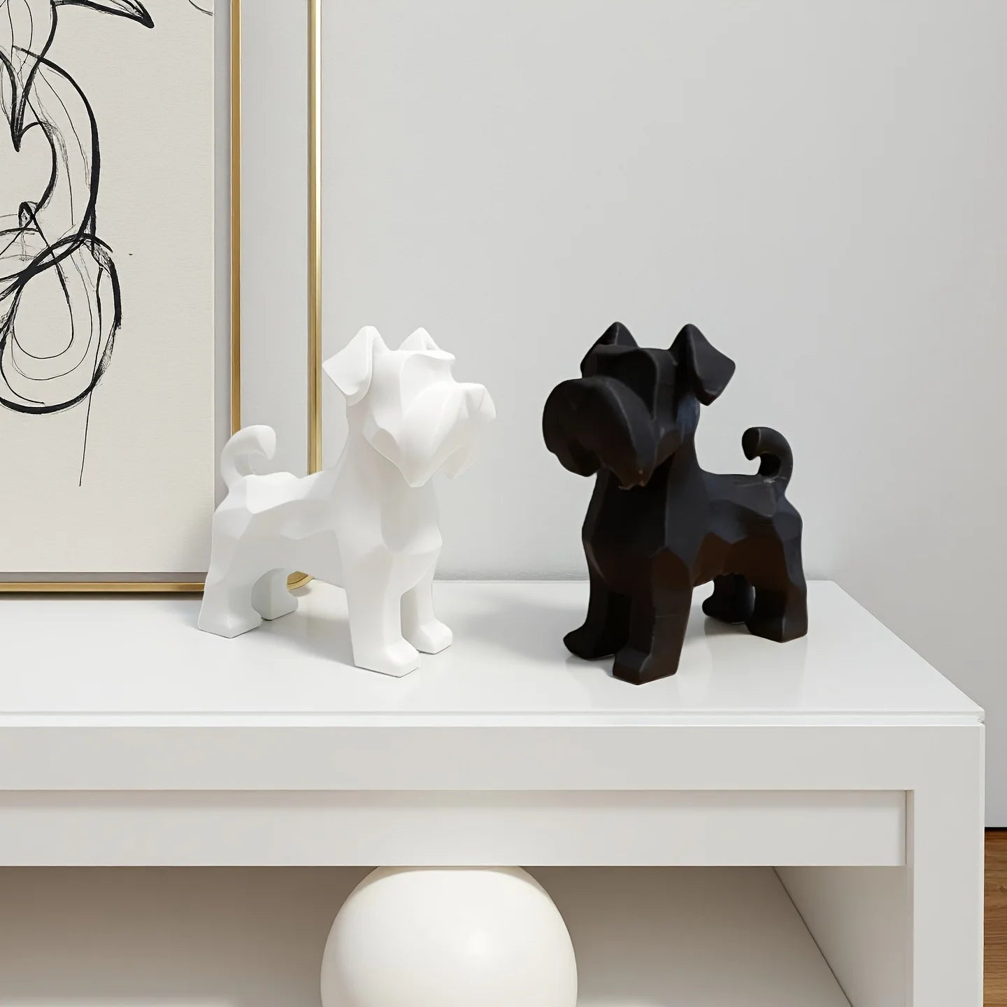 Schnauzer Dogs Figurines Resin Dogs Statue Minimalist desktop Ornaments Home Decoration for Living Room Bedroom Office Pets Gift Oasis Select