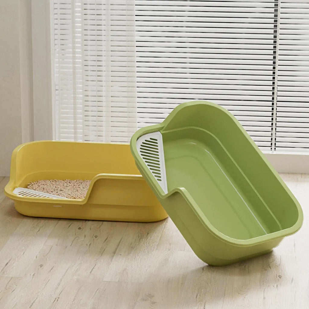 Cat Box Semi Enclosed Easy Clean with Scoop Open Top Semi Enclosed Litter Box for Cleaning Odor Control Indoor Office Dorm Oasis Select