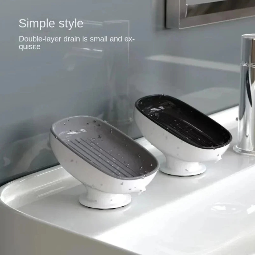 Soap Box Drain Free Punching Household Light Luxury Suction Cup SoapBox Toilet Countertop Soap Rack Bathroom Shelf Oasis Select
