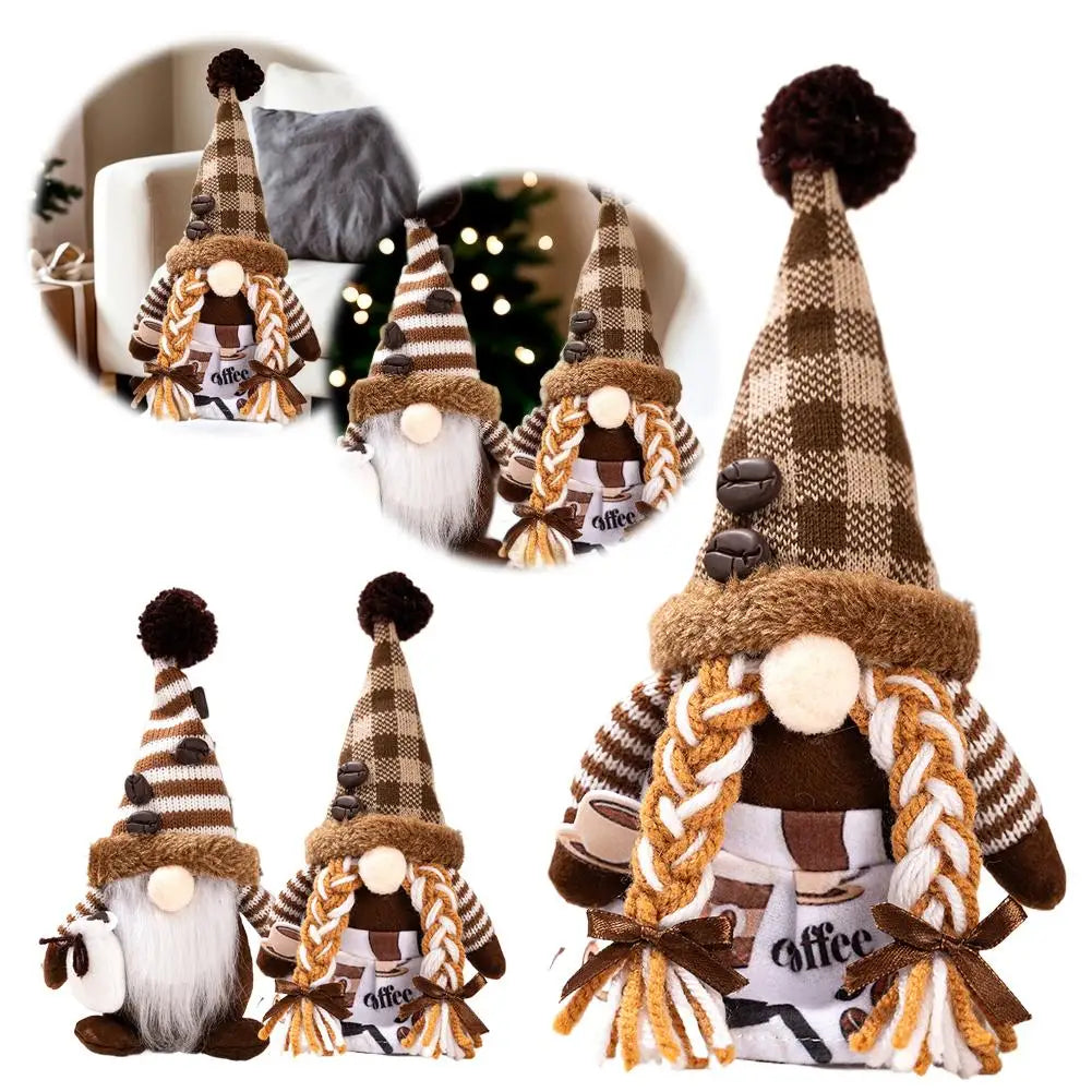Coffee Gnome Plush Figurine | Cute Faceless Stuffed Doll Decor
