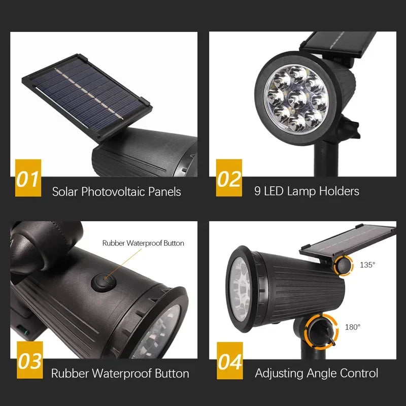 KDULIT Solar Spotlight – IP65 Waterproof LED Garden Light