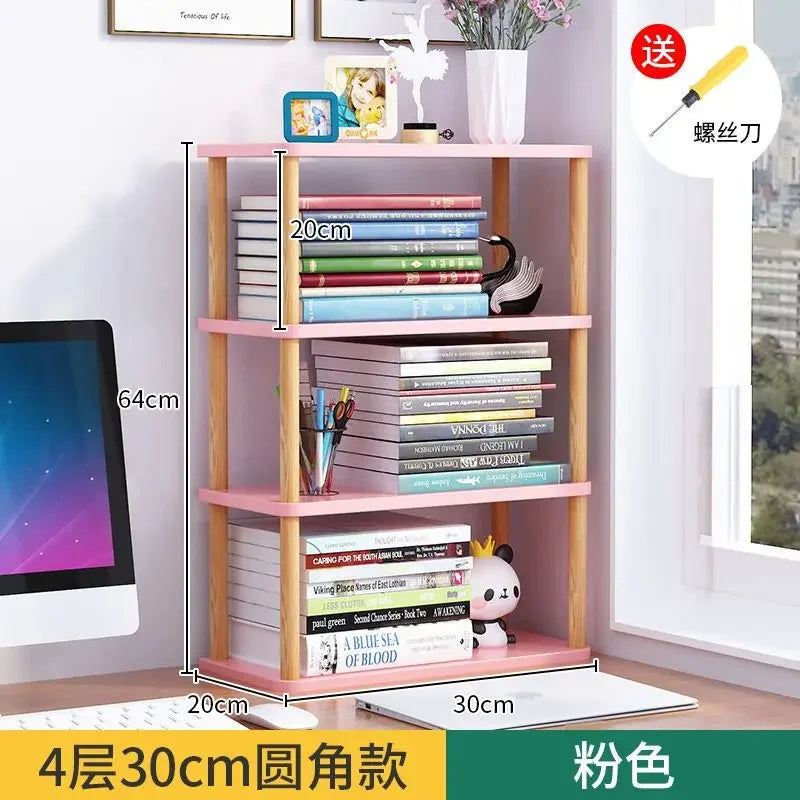 Minimalist Wooden Desktop Bookshelf | Multi-Layer Desk Organizer