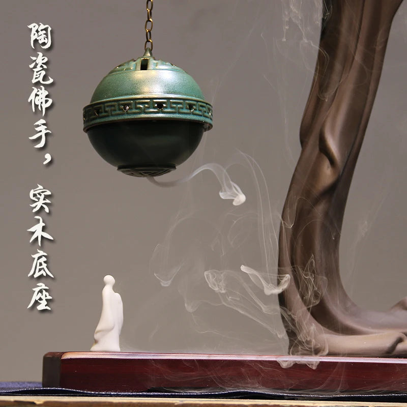 Chinese Zen retro simple ceramic hand aromatherapy reversion aromatherapy stove tea room living room decoration Oasis Select