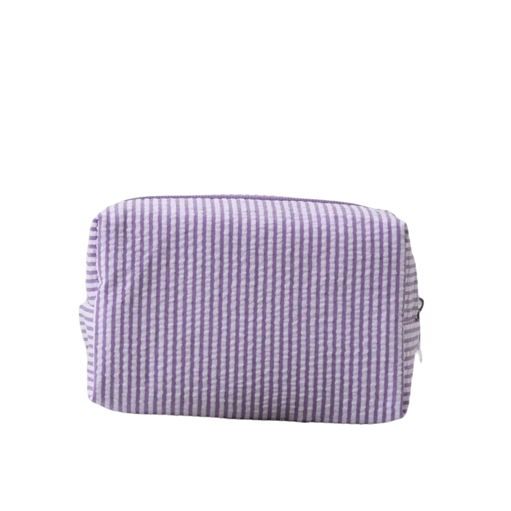 Striped Seersucker Travel Cosmetics & Toiletry Organizer Bag