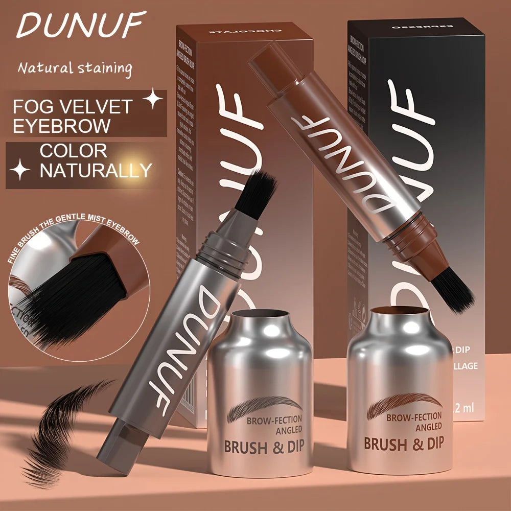 DUNUF 3D Dye Eyebrow Pencil Anti-smudge Waterproof Long Lasting Black Brown Large Brush Natural Wild Eyebrow Enhancers Cream Oasis Select