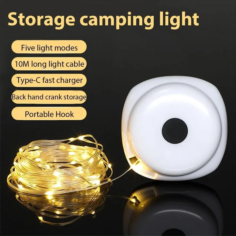 Outdoor Garden Decoration Lamp LED Rechargeable Camping Lamp Atmosphere 10M IPX4 Waterproof Recyclable Light Belt for Tent Room Oasis Select CH515OK Green Warm