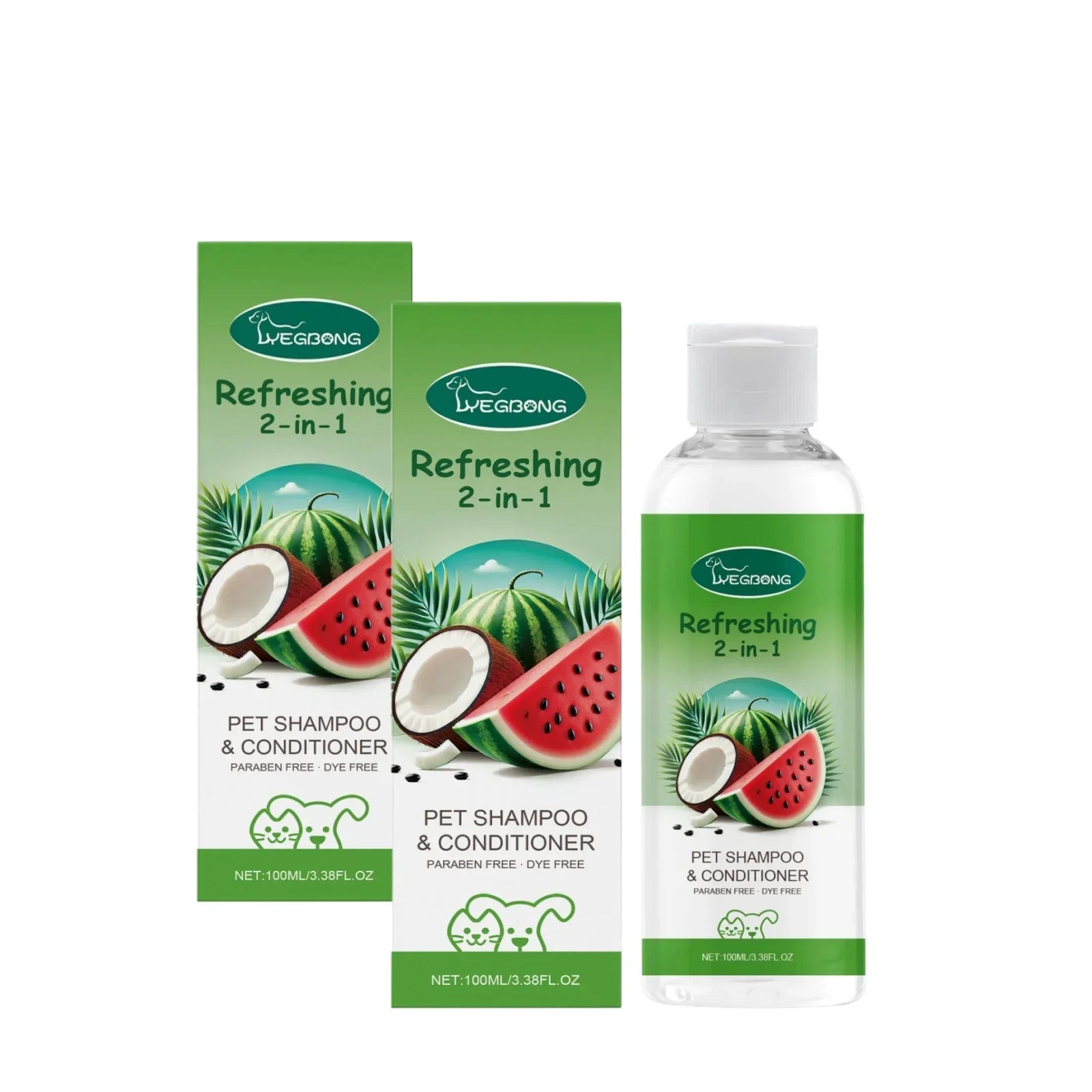YEGBONG 2-in-1 Pet Shampoo Conditioner for Dog Moisturizing Hypoallergenic Long-Lasting Scent Coat Care Cleansing Bath Liquid Oasis Select 2 Boxed
