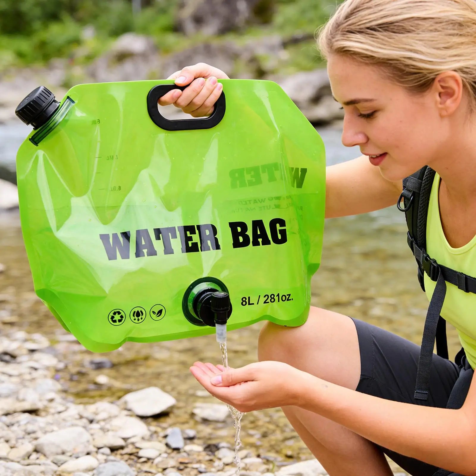 Camping Water Container 8L Portable Reusable Pouch Food Grade Water Storage Containers for Outdoor Hiking Backpacking Fishing Oasis Select
