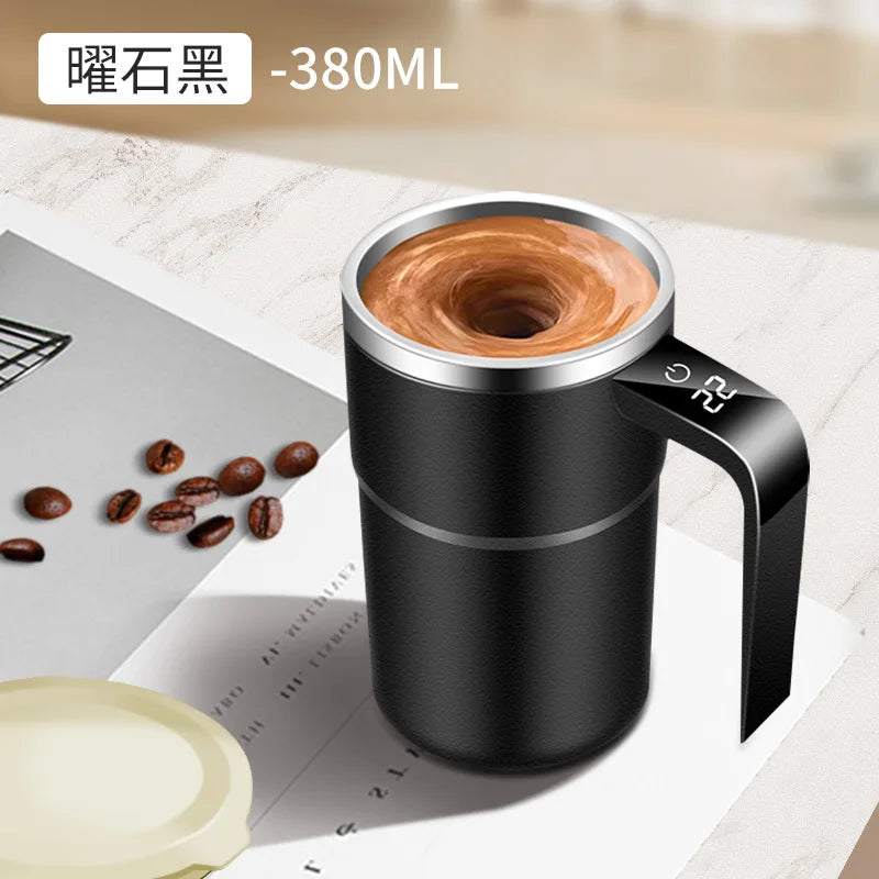Electric Coffee Mug with LED Temperature Display - One-Touch Operation, Suitable for Mixing Coffee, Milk, Tea, Blended Drinks Oasis Select Black 380ml