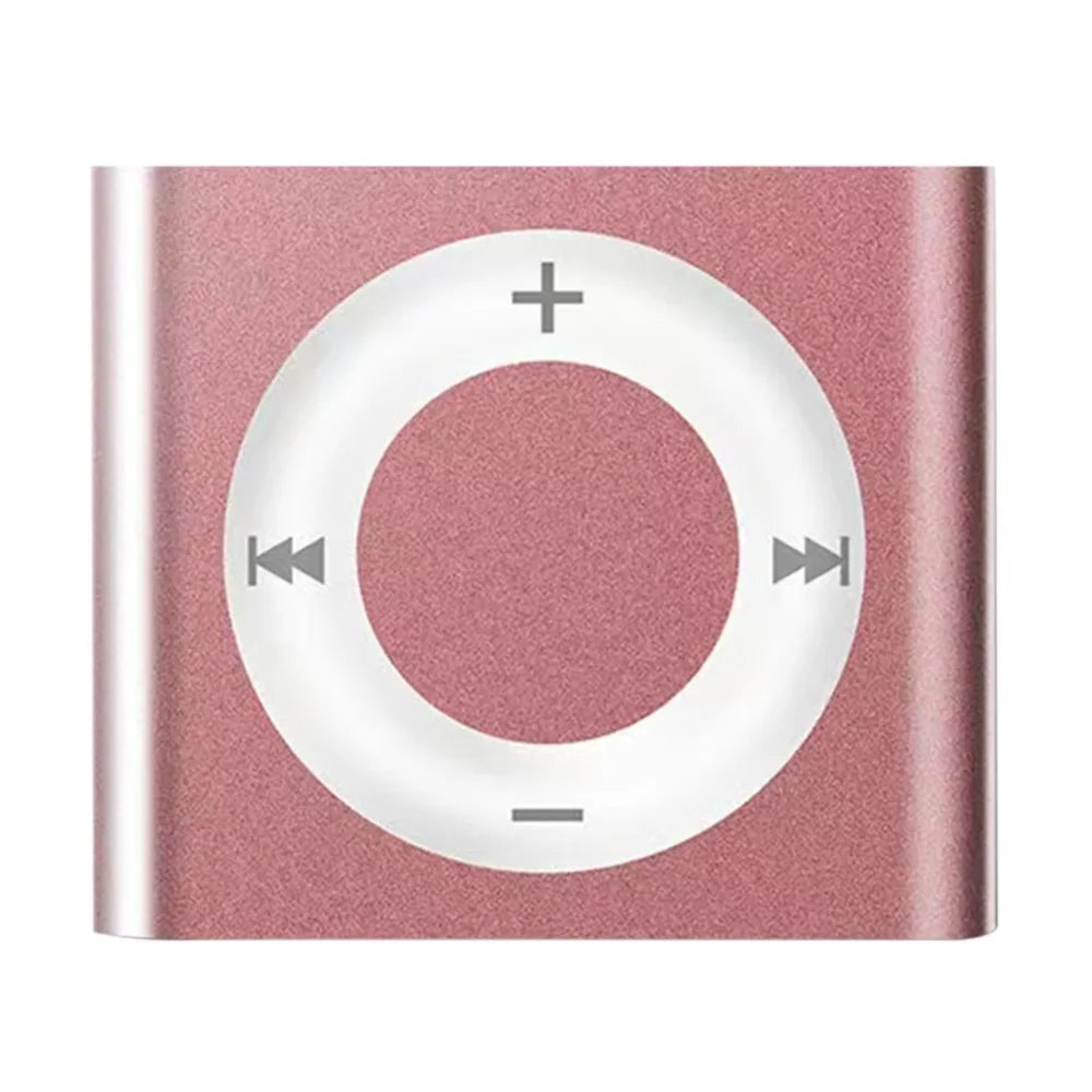 Mini MP3 Music Players Metal Clip-on Build in Speaker 180mAh Touch Tone Rechargeable with Headphone Support TF Card for Students Oasis Select Rose Gold