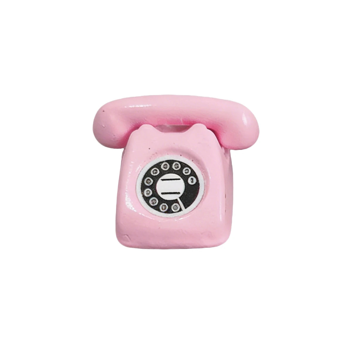 1/4 PCS Mini Vintage Rotary Telephone – 1:12 Miniature Retro Desk Phone for Dollhouse, Fairy Garden Paths & Micro Landscapes Oasis Select Pink
