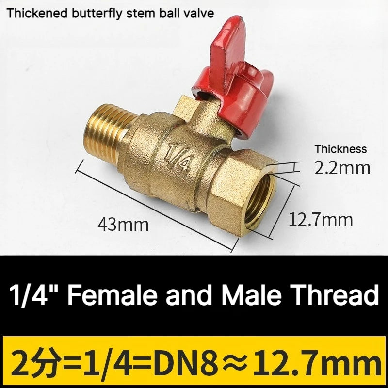 1/4" 3/8" 1/2" 3/4" Female To Female Thread Two Way Brass with Butterfly Handle Shut Off Ball Valve for Fuel Gas Water Oil Air Oasis Select 1l4 Female and Male
