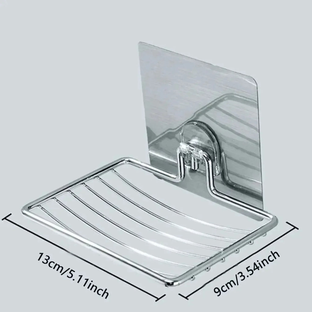 1pc Stainless Steel Soap Rack Soap Box Light Luxury Shelf Punch-free Nail-free Bathroom Single Layer Drain Wall Hanging Oasis Select