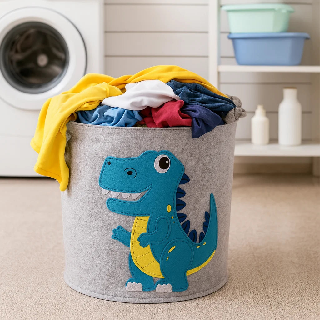 Panda Dinosaur Baby Storage Basket Felt Toy Organizer Laundry Clothes Bucket Cartoon Nursery Hamper for Kids Gift Idea Oasis Select